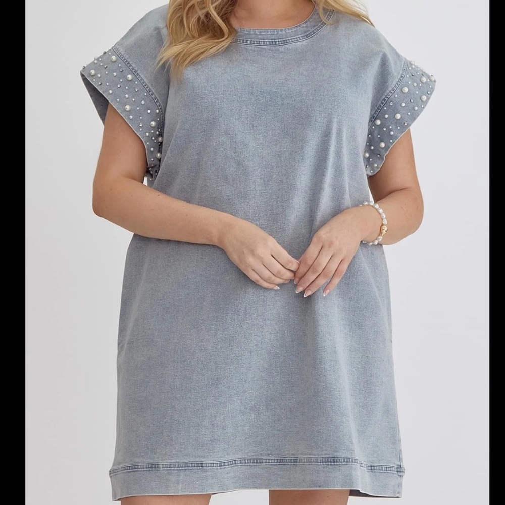 DENIM PEARL DRESS